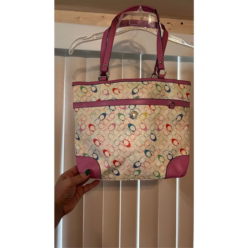 Coach Heritage Multicolor Signature Chelsea Tote Should Bag - Picture 1 of 14